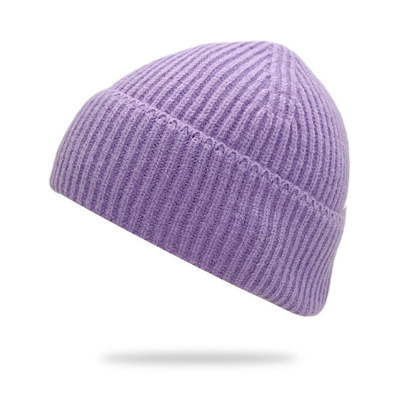 New Solid-color Chunky-knit Beanie versatile Cold-weather Hat Cross-border E-commerce Keeping Women Warm Winter;