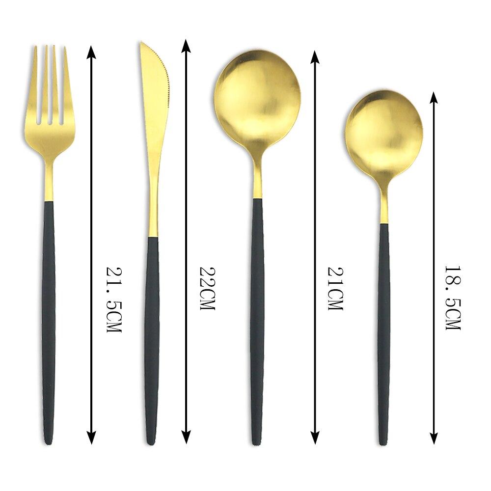 4 шт., черный набор столовых приборов, набор столовых приборов из нержавеющей стали 18/10, нож, вилка, десертная ложка, обеденная посуда, кухонное серебро, набор столовых приборов