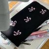 Canvas Cute Embroidered Bag Bowknot Storage Bag Funny Cosmetics Bag