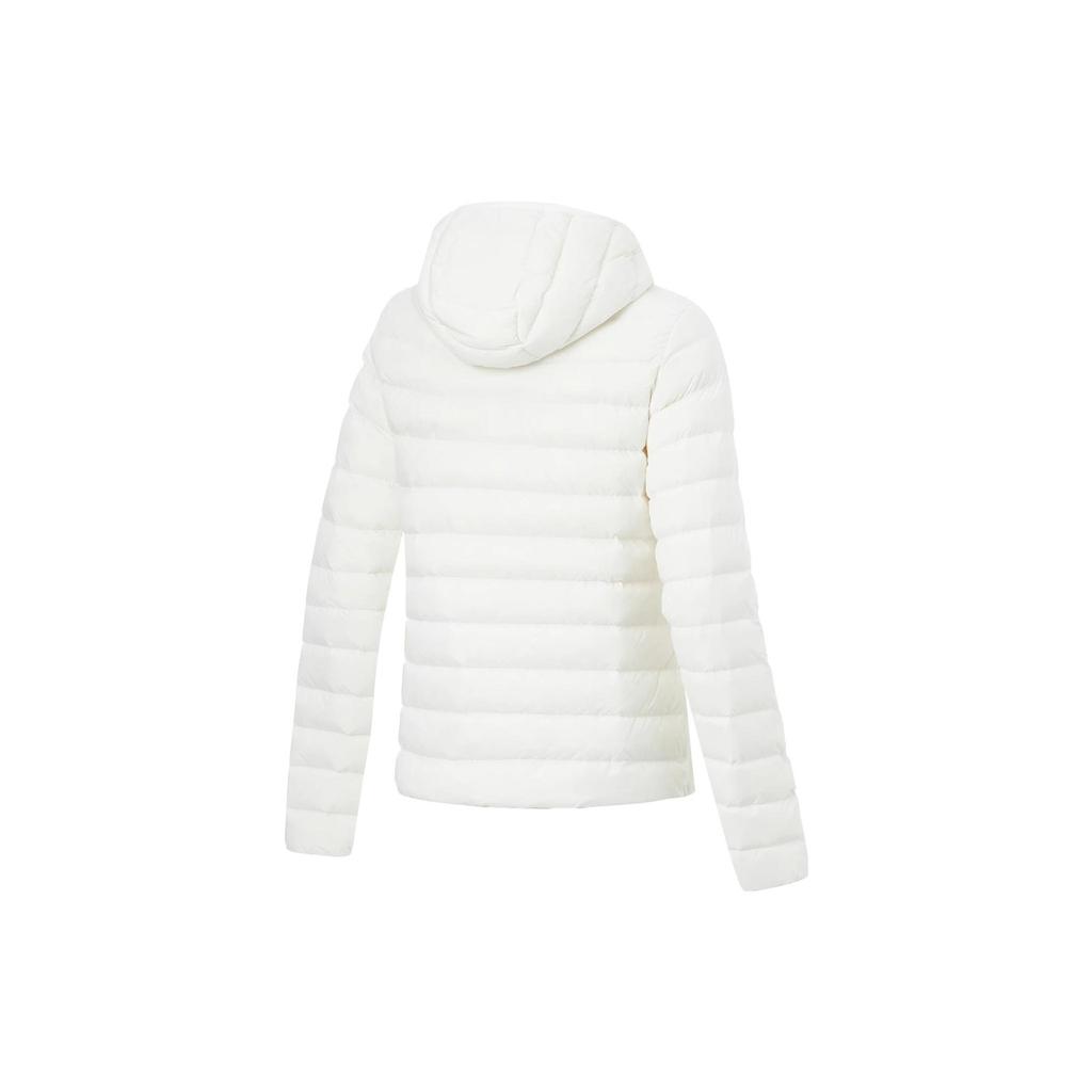 Li Ning Fitness Series Solid Color Reflective Ultra Light Down Jacket Women Outerwear Champagne-White AYMT092-1