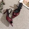 Fashion Pointed Toe Sexy Mid Heels Party Sandals Women 2025 New Gladiator Sexy Sandals Designer Summer Brand Pumps Dress Sandals Women