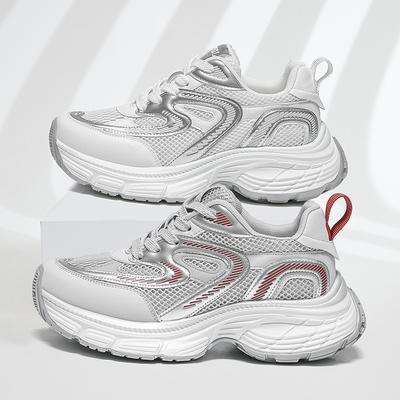 Спортивные кроссовки на толстой подошве, женские летние дышащие повседневные кроссовки из тонкой сетки, универсальные, увеличивающие рост, трендовые, легкие