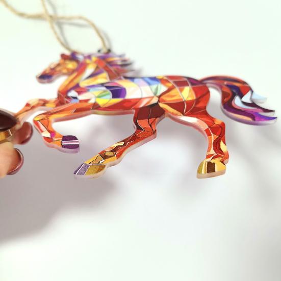 Christmas Horse Ornaments 2D Acrylic Colorful Horse Ornament for Christmas Tree Equestrian Gifts for Women Horse Lovers