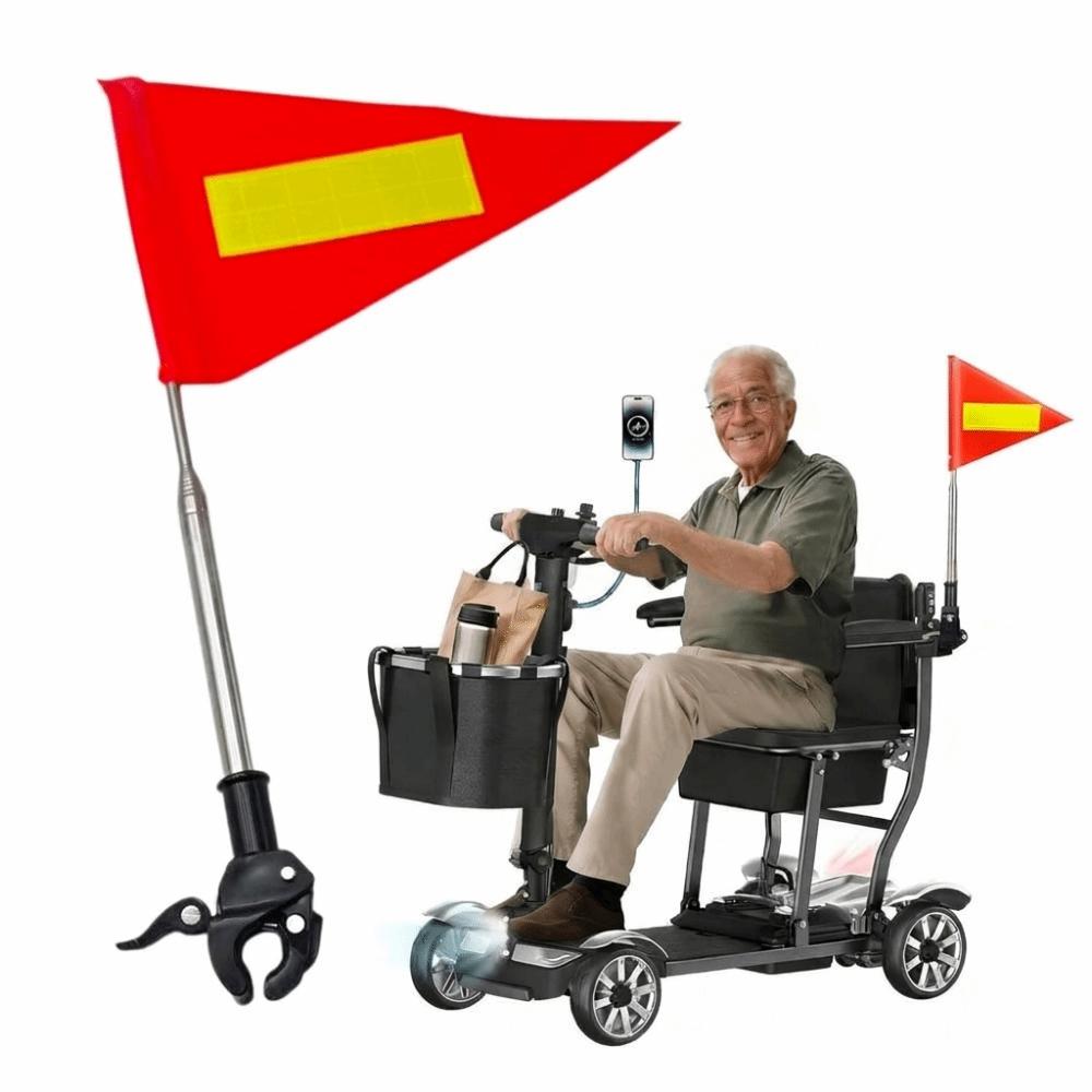 Clamp On Safety Warning Flag Telescopic Flagpole Golf Cart Flag Wheelchair