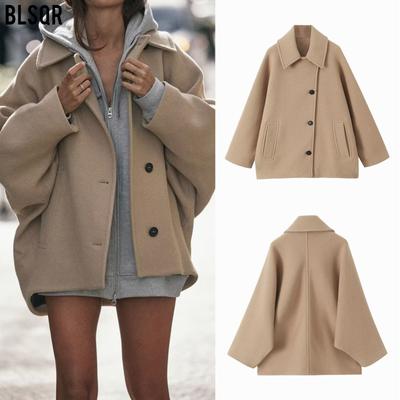 Женское весенне-осеннее модное свободное смешанное однотонное пальто для женщин