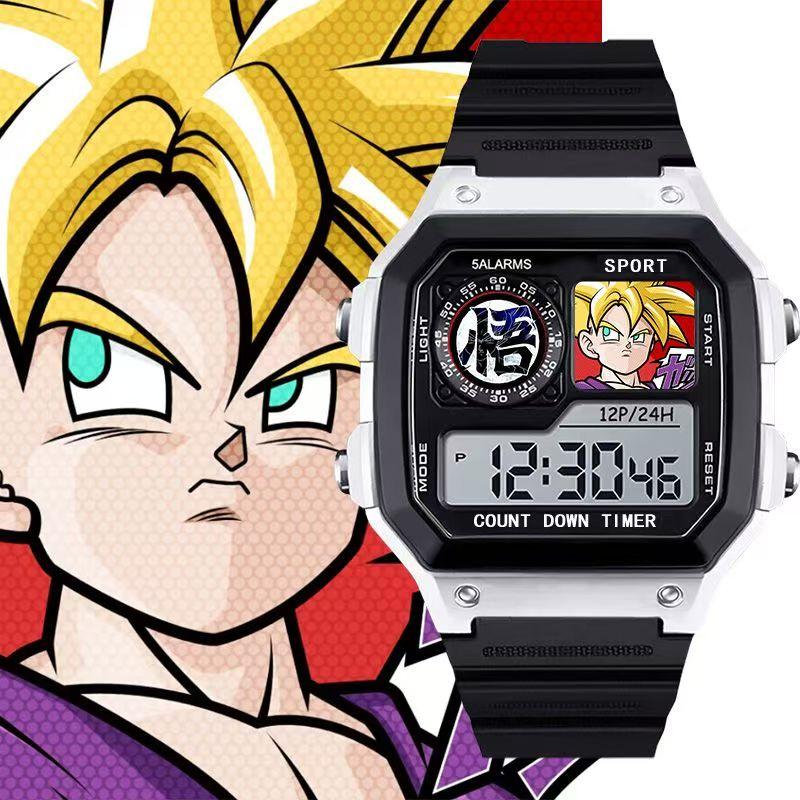 Электронные часы Dragon Ball Наручные часы Подарки на день рождения Аниме Гоку Супер Сайян Водонепроницаемые электронные часы Игрушки для детей