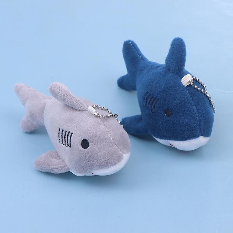 Cute Cartoon Stuffed Plush Shark Pendant Key Chain Ring Doll Toys For Kids Gifts