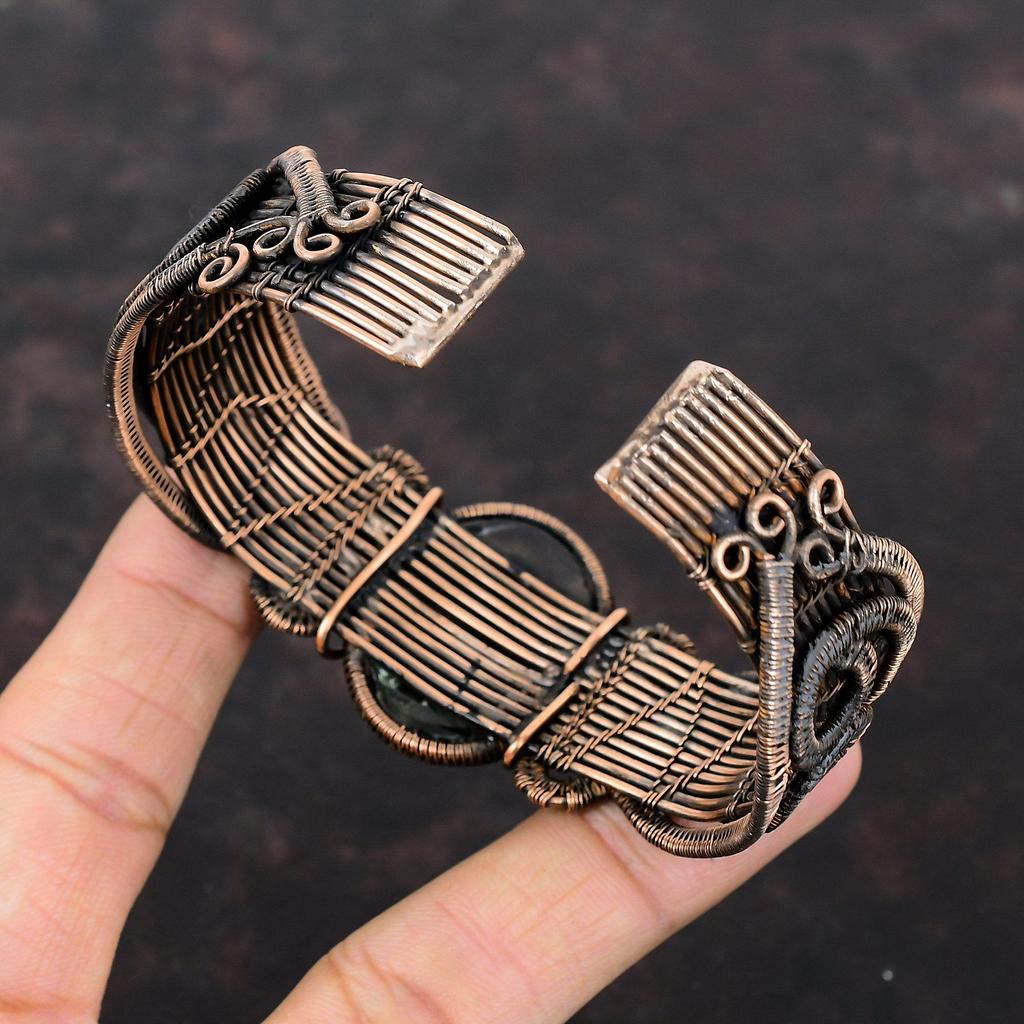 Браслет-манжета из сугилита, браслет-манжета с драгоценным камнем, медная проволока, регулируемый браслет-манжета, антикварный браслет ручной работы, подарок для мамы, ювелирные изделия из медной проволоки