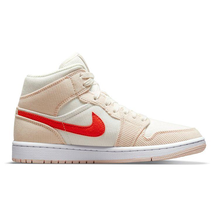 Air Jordan 1 Mid SE Corduroy Женские кроссовки Cream Sail Orange-Quartz DA8009-108