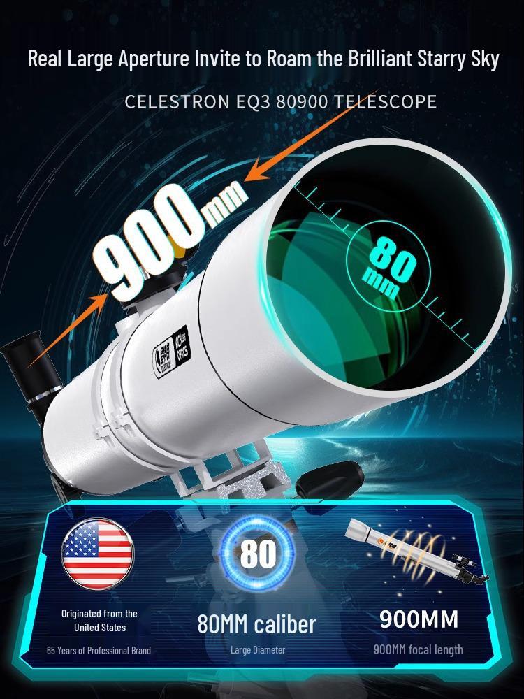 Детский телескоп Celestron EQ3 80900-P HD с большим увеличением и апертурой для наблюдения за звездами