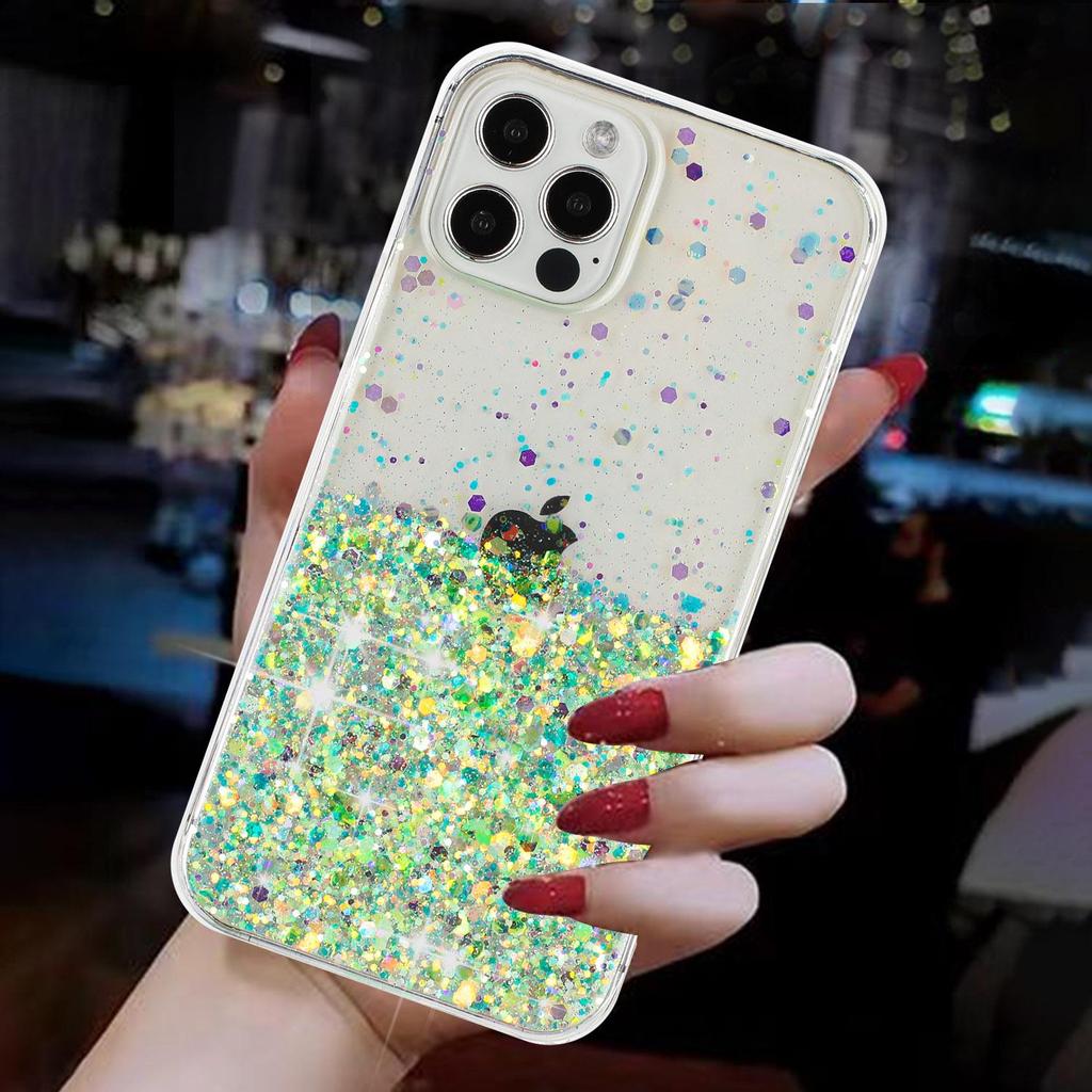 Ночной Свет Светящийся Цвет Звезды Блестки Сияющий Блеск Прозрачный Бампер Чехол Для Телефона Для iPhone 15 14 Pro Max Samsung Galaxy Силиконовый ТПУ Задняя Крышка