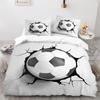 Soccer Duvet Cover Set Football Sport Black White Polyester Comforter Cover King Queen Size For Kids Boys Girls Teen Bedding Set