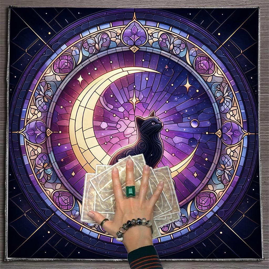 Скатерть для Таро Скатерть для алтаря Луна Кошка Узор Скатерть для астрологии Скатерть для гаданий Гобелен Настенное украшение