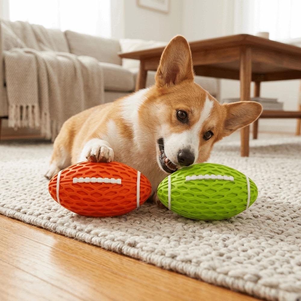 Rubber Squeaky Rugby Ball Oval Rugby Shape Pet Training Toy Dog Chew Toy Dog Training Game
