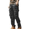 Men Casual Cargo Pants Elastic Waistband Drawstring Multi Pockets Hip Hop Slacks Shrinkable Cuffs Long Trousers