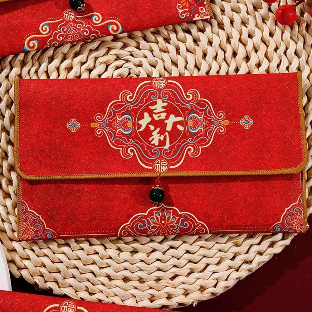 Chinese Style New Year Red Envelopes Traditional Blessing Lucky Money Bag Hongbao Brocade Money Packet Spring Festival Supplies