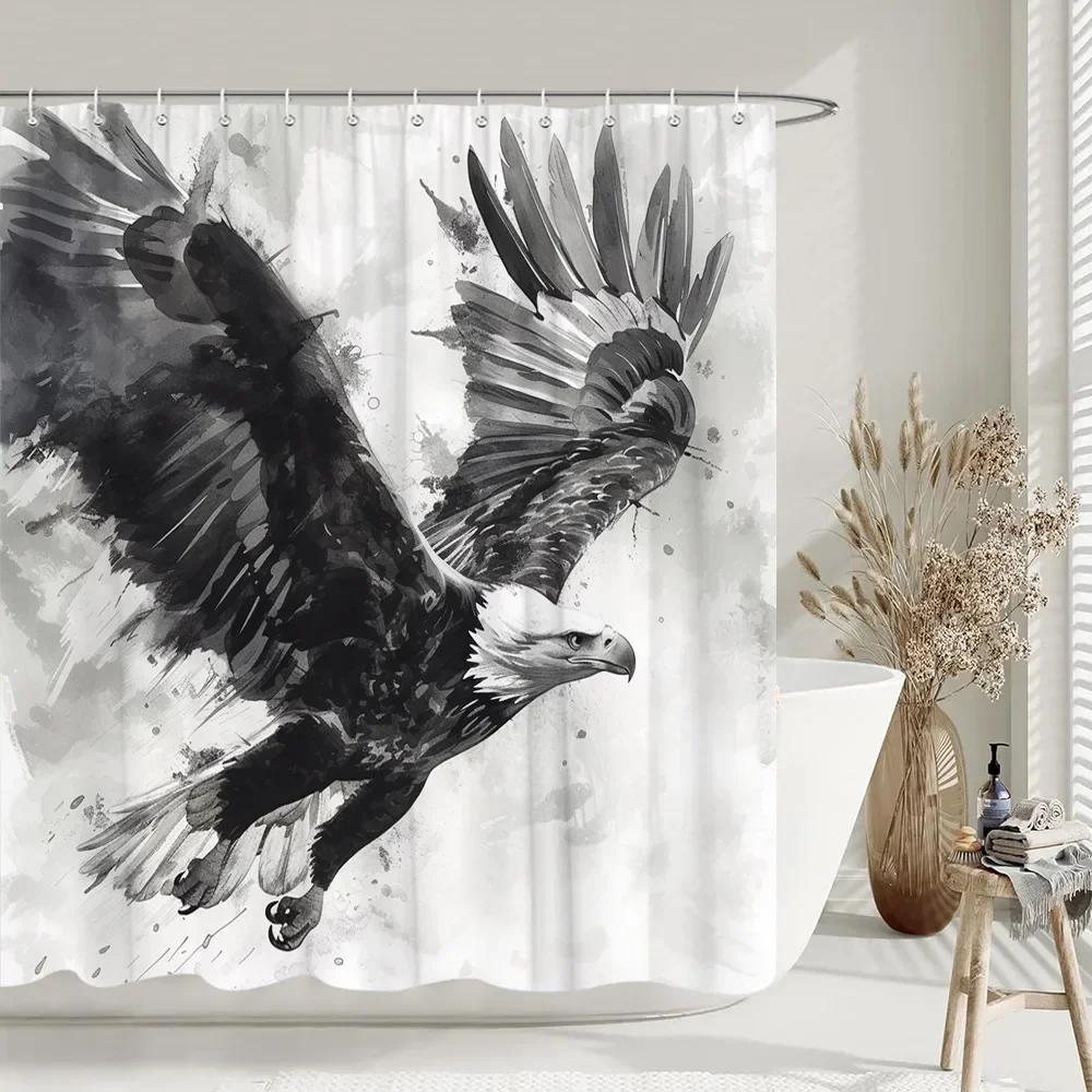 Шторка для душа в китайском стиле Карп Кои Сакура Солнце Море Волна Осьминог Пейзаж Полиэстеровая ткань Занавески Декор для ванной