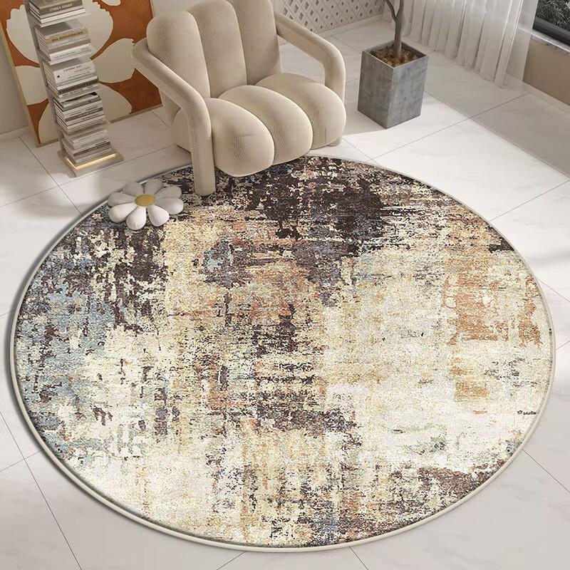 Круглые ковры в стиле легкой роскоши для гостиной, современный минималистичный ковер для декора спальни, ковер для большой площади, коврик для кабинета, толстый противоскользящий коврик для пола