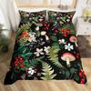 Cute Mushroom Bedding Set King Queen Size Botanical Comforter Cover Wild Fungus Duvet Cover Colorful Plants Leaves Quilt Cover
