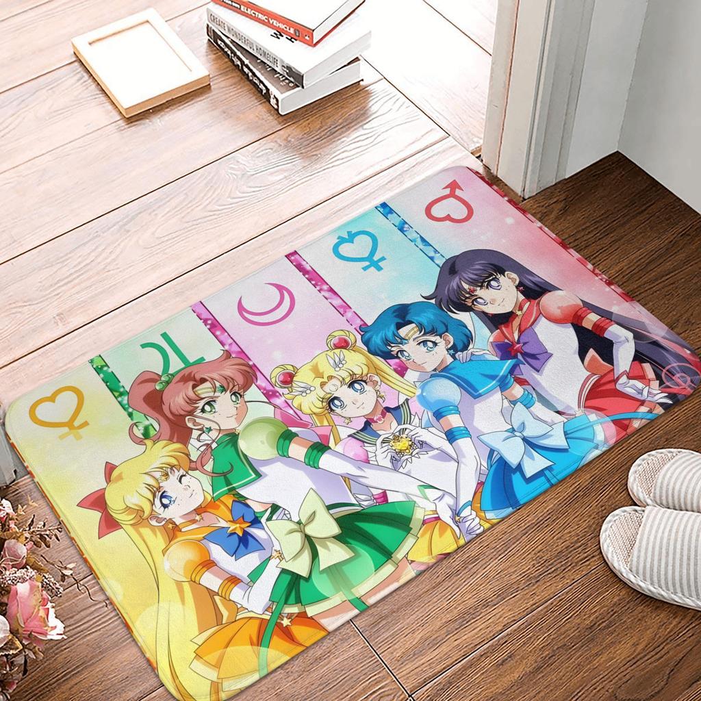 Anime Sailors Moons Luna Cat Doormat Non-Slip Entrance Bath Kitchen Floor Door Mat Bedroom Balcony Carpet Rug