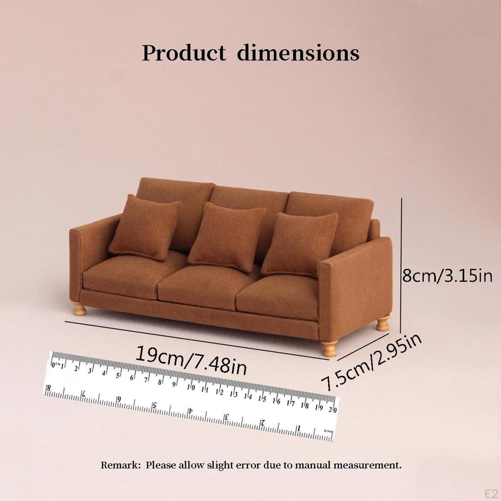 Dollhouse Couch Miniature Sofa 1/12 DIY Pretend Play Toy Mini Furniture
