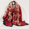 Floral Printed Imitation Silk Satin Scarf Elegent Sunscreen Shawl Beach Travel Head Wrap Women Outdoor Windproof Hijab180*90Cm