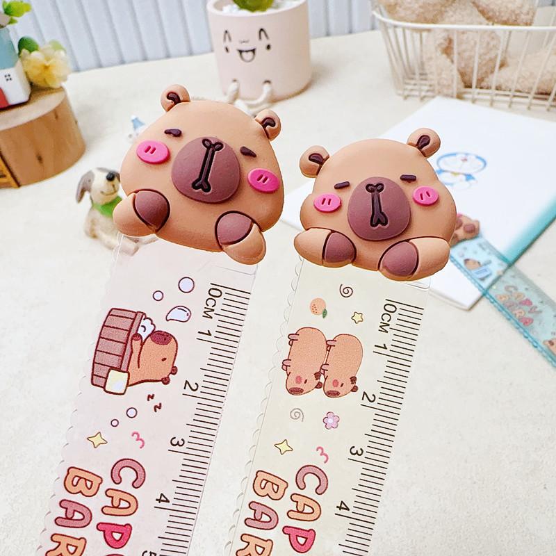 1 Piece Cute Capybara Straight Ruler Kawaii Stationery Funny Drawing Office School Measuring Drawing