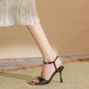 H3612-5 Metal square head summer high-heeled sandals femininity small sweet feet ring belt belt trim stiletto women's shoes