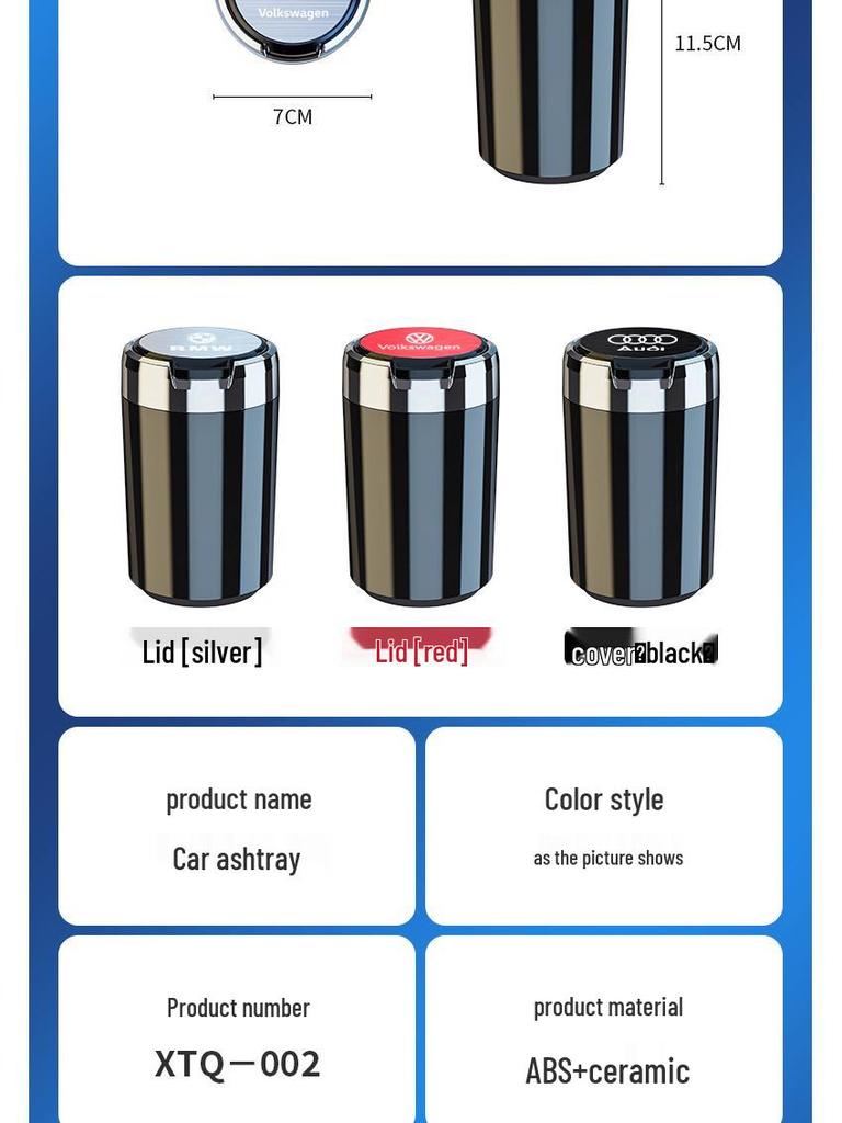 BYD Car Han Multifunctional Hanging LED Ashtray with Lid - Interior Accessory