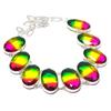 Lab Created Multi Tourmaline Necklace 18" Adjustable Chain Oval Cut Jewelry Gift