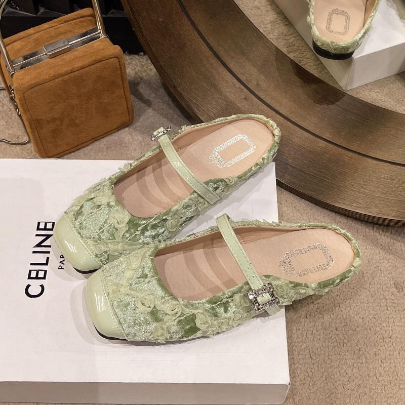 Flat heel bag head Mary Jane cool slippers women's new sequined Buling temperament sandals with skirt half slippers