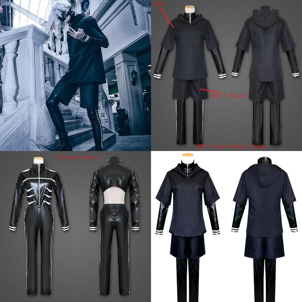 Элегантный костюм Канеки Кена из Tokyo Ghoul в полный рост с модным дизайном, идеально подходит для Хэллоуина и тематических вечеринок