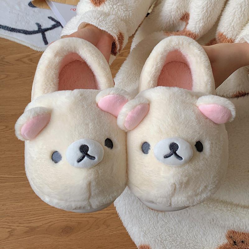 Rilakkuma Soft Plush Cotton Footwear With Antislip Pvc Outsole For Daily Comfort