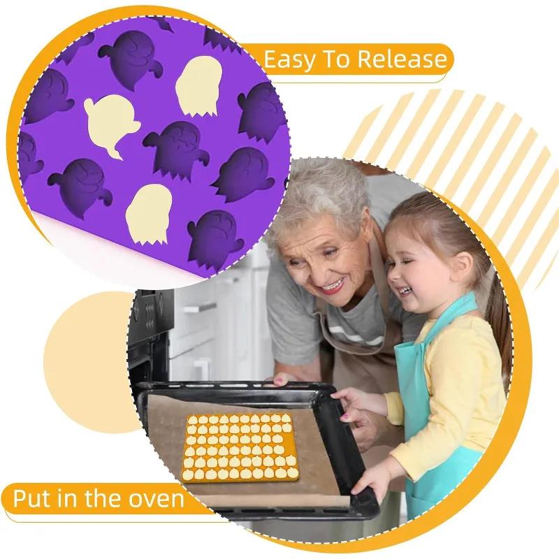 Силиконовые формы для Хэллоуина, мини-форма в виде тыквы и привидения для жевательных конфет, шоколада, печенья, лакомств для собак на День благодарения