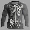 Череп Скелет Дизайнер Ретро Винтаж Мужская 3D Принт Футболка Повседневная Хэллоуин Футболка Длинный Рукав Круглый Вырез Рубашка Лето Весна Осень Одежда Одежда