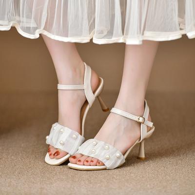 Новые модные белые туфли на высоком каблуке с пряжкой, сандалии, изящное платье, женские дизайнерские туфли для вечеринок, летние женские сандалии, большие размеры 41 42