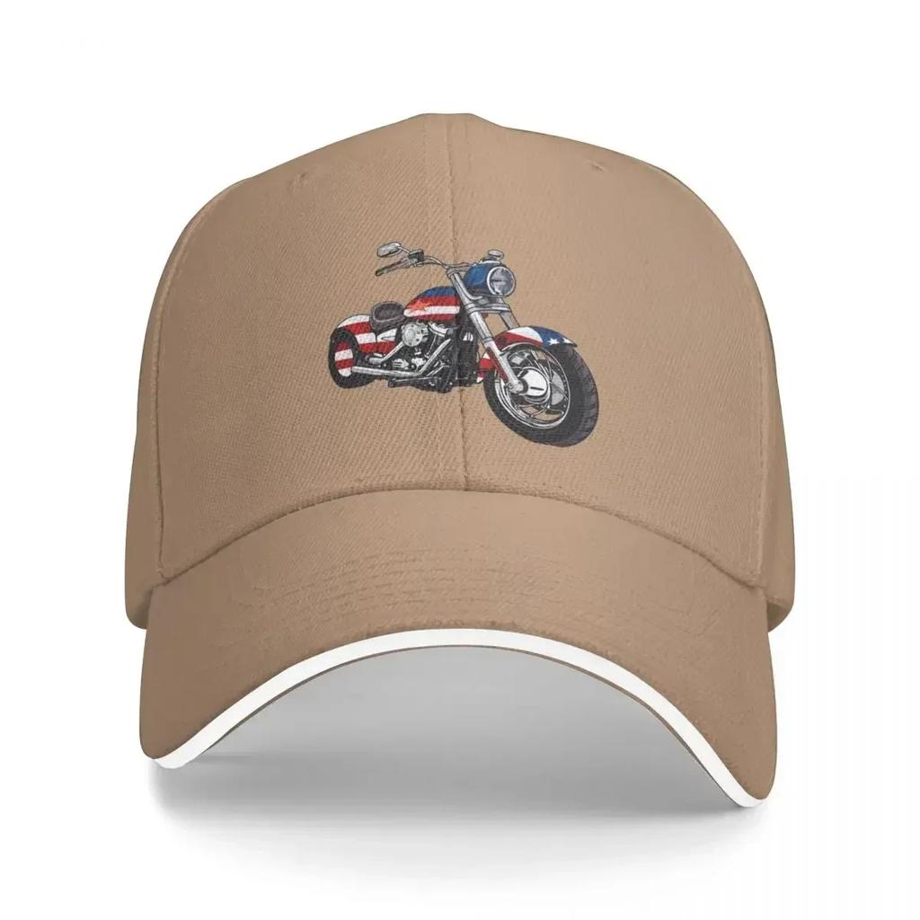 Motorcycle and American Flag Baseball Cap Uv Protection Solar Hat Streetwear summer hat Hats For Women Unisexs