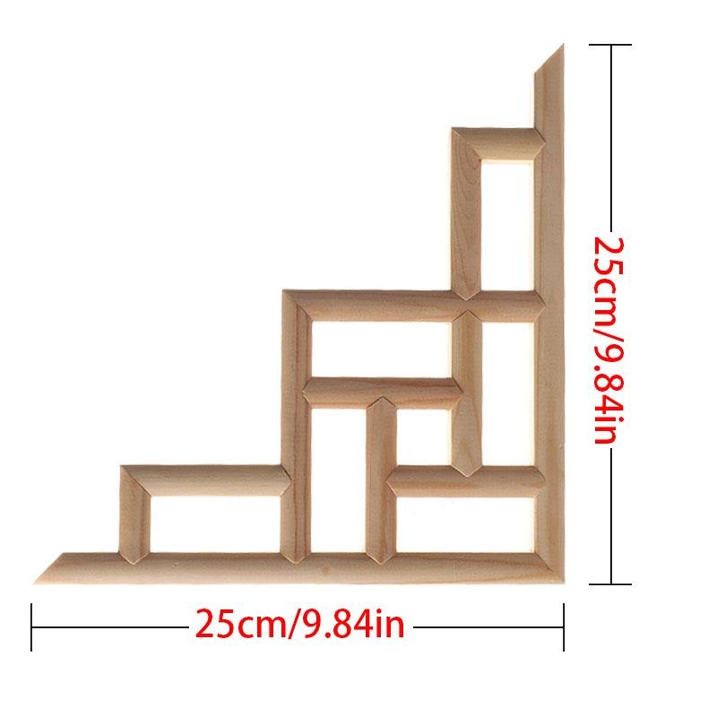 1Pc Chinese Carving Solid Wood Appliques For Furniture Cabinet Unpainted Wooden Mouldings Decal Vintage Home Decor Decorative