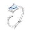 S925 Pure Silver Crystal Open Ring, Adjustable Size, 6 Colors Optional, Minimalist Korean Style Band Jewelry Gift for Girlfriend