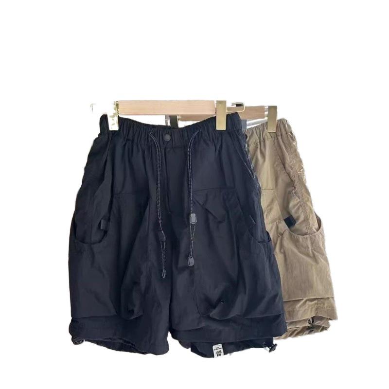 Мужской летний тонкий повседневный комбинезон с большим карманом - однотонные свободные прямые шорты