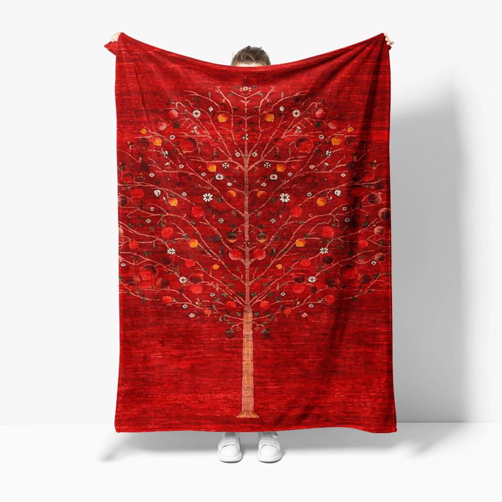 Red Floral Fleece Throw Blanket Soft Cozy Bed Blanket for Women Girls Gift Christmas Decoration
