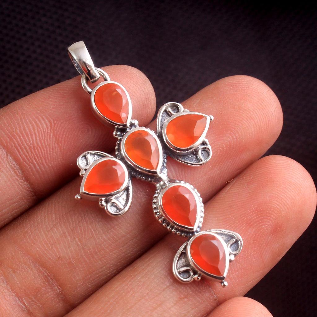 Аметист Перидот Сердолик Крест Подвеска 100% Стерлинговое Серебро 925 Пробы Массивные Ювелирные Изделия Твердый Подвеска