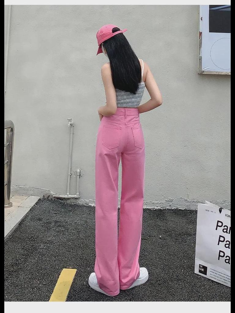 Женские джинсы широкого кроя с высокой талией мятно-зеленого цвета, корейский стиль, длина до пола, свободный крой, размер плюс, лето.