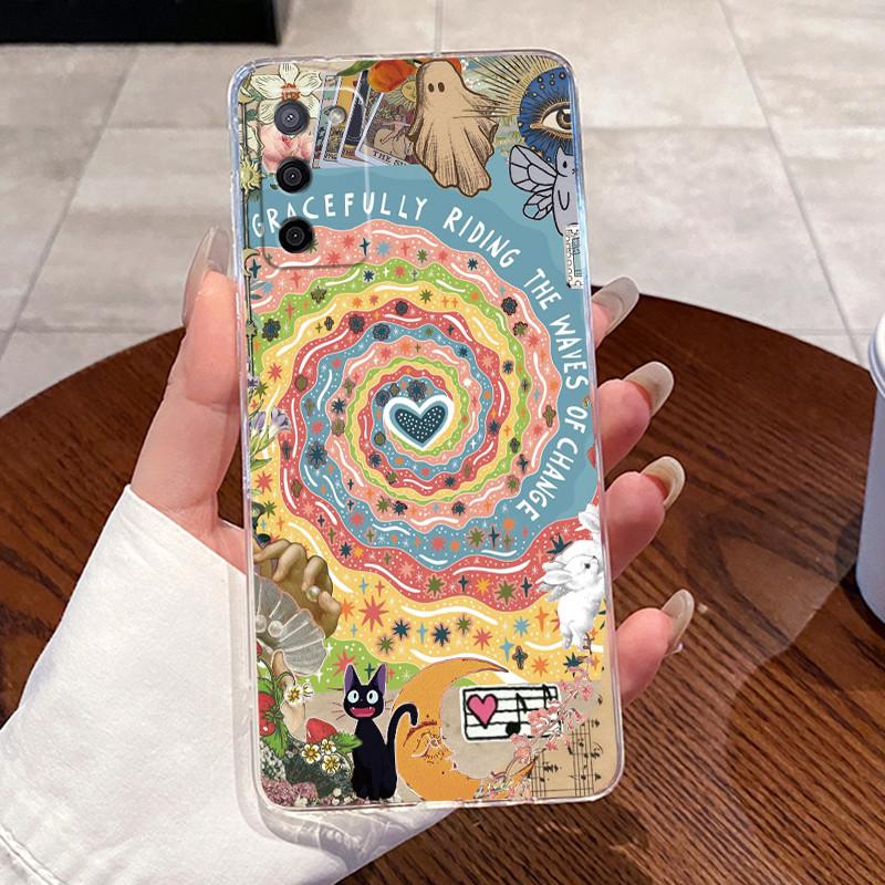 Jelly Casing For OPPO A56 5G/A53S 5G/A55 5G Fundas Capa Clear Silicone Soft TPU Back Cover Cute Cat Rabbit Heart Protective Case