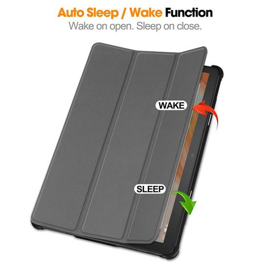 Защитный чехол для планшета Fire-HD 10, складной тонкий однотонный противоударный чехол из искусственной кожи с полным покрытием, тройной складной чехол-подставка для планшета