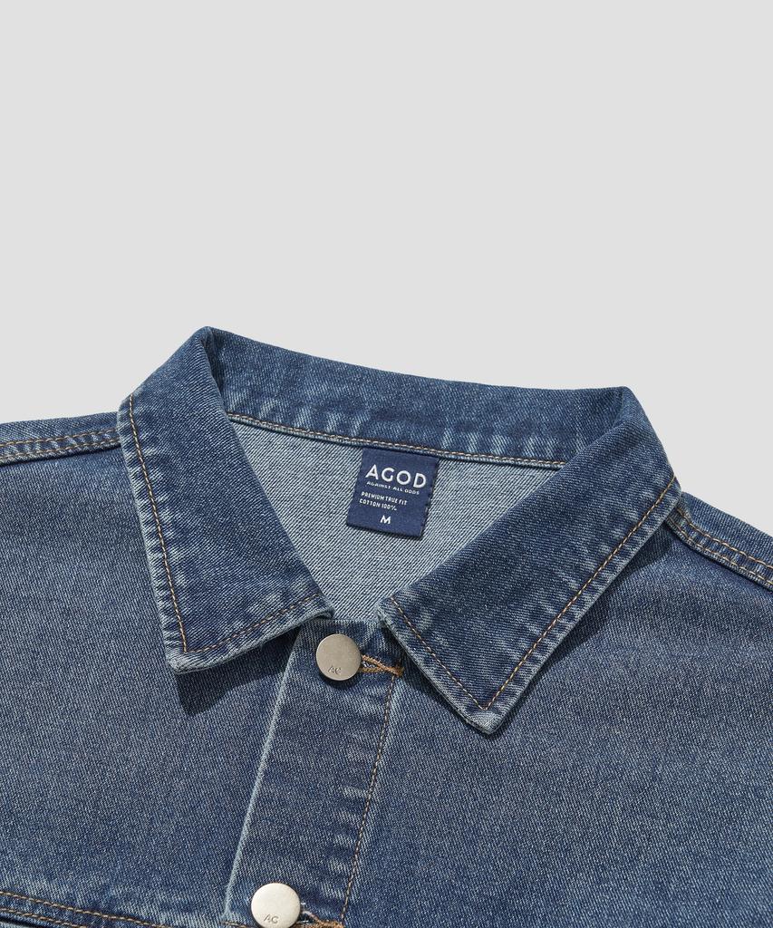 Джинсовая укороченная куртка Agod, стирка stonewash [Индиго]
