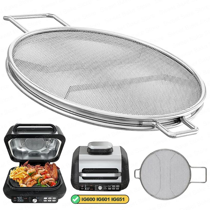 2Pc Reuse Stainless Steel Air Fryer Fine Mesh Splatter Shield for Ninja Foodi Smart XL Pro 7-in-1 Indoor Grill IG600/IG601/IG651