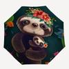 1pc Sloth Floral Automatic Open/Close Umbrella, Portable Folding Umbrella for Travel, Themed Events005