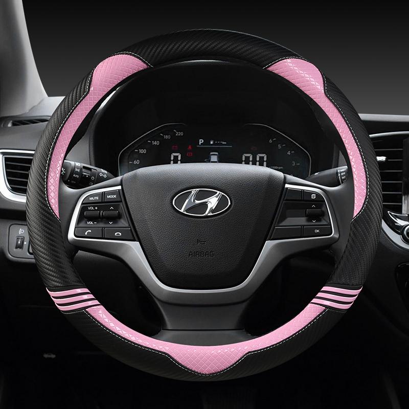Углеродное волокно + кожаный чехол на руль автомобиля для Hyundai Elantra 4 2016-2018 Solaris 2017 Accent Verna 2018 Auto