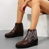 Women Embroidery Pointed Toe Ankle Boots Wedges Platform Shoes 2024 Winter Designer New Walking Shoes Brand Dress Mujer Zapatos